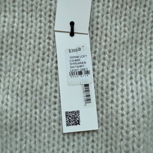 NWT White + Warren Loft Cashmere Shrunken Sweater Light Grey - Picture 4 of 11
